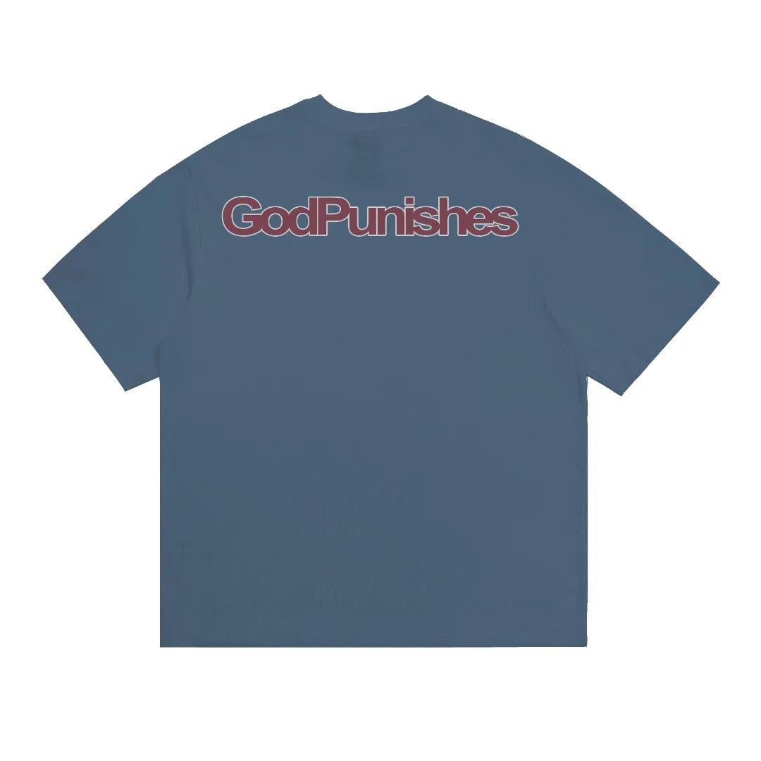 Saint Michael retro oil painting style printed round neck Vintage loose short-sleeved T-shirt. Digital white ink direct spray. The fabric is breathable and the pattern is three-dimensional and clear. Fabric: Double yarn 240g Style number: S895 Size: S-M-L-XL Color: Blue Price: P110